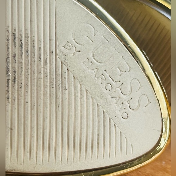 GUESS BY MARCIANO GOLD SNAKESKIN HIGH HEEL SANDALS. ARCHITECTURAL HEEL size 5.5 - Picture 10 of 10